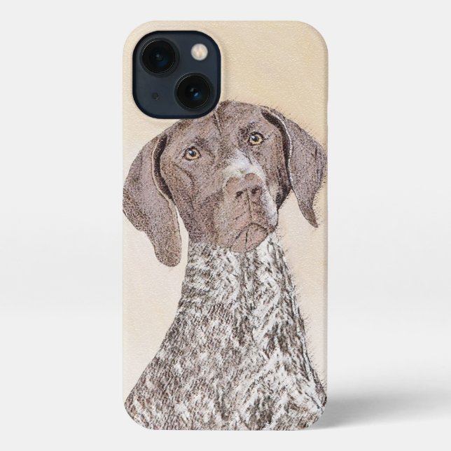 Coque iPhone Peinture pointeur germanique à pois court - Chien  (Verso)