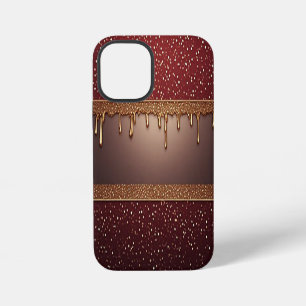 Coque iPhone 12 Mini Peinture rouge qui goutte sur fond de paillettes d