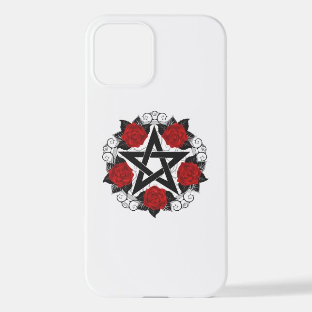 Coque iPhone Pentagramme aux roses rouges (Verso)