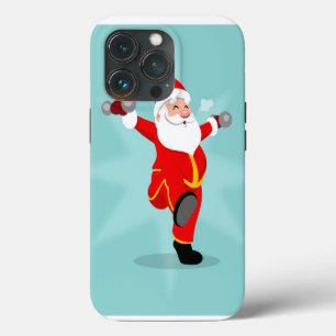 Etui iPhone 13 Pro Père Noël faisant des exercices de fitness
