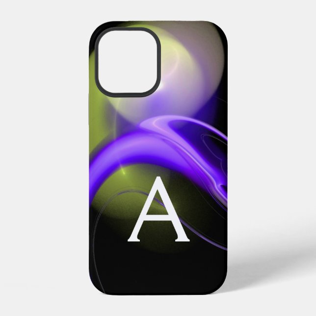 Coque iPhone PERLE ALIEN MONOGRAMME Abstrait Vert Violet  (Verso)