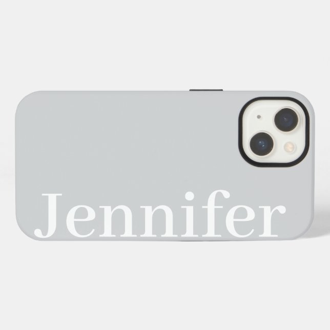 Coque iPhone Personalized Custom Name Simple Elegant Light Grey (Verso Horizontal)