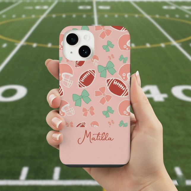 Coque iPhone Personalized Girly Football Bow Pattern Phone Case (Créateur téléchargé)