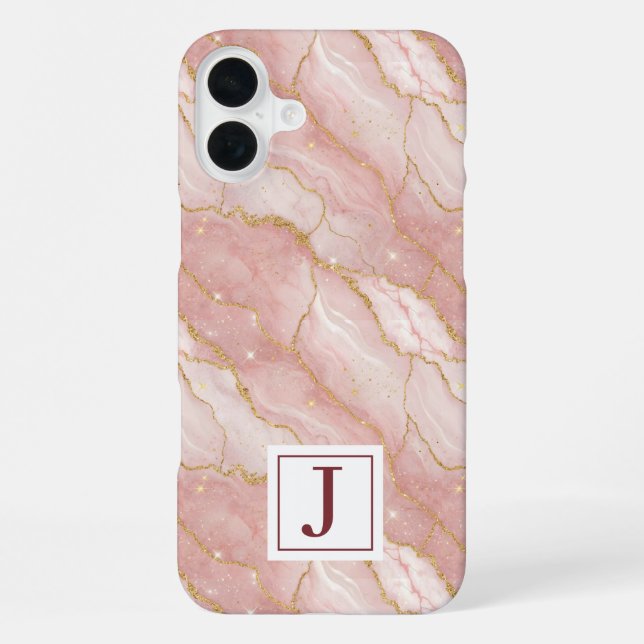 Coque iPhone Personalized Monogram Rose Quartz Gold (Verso)
