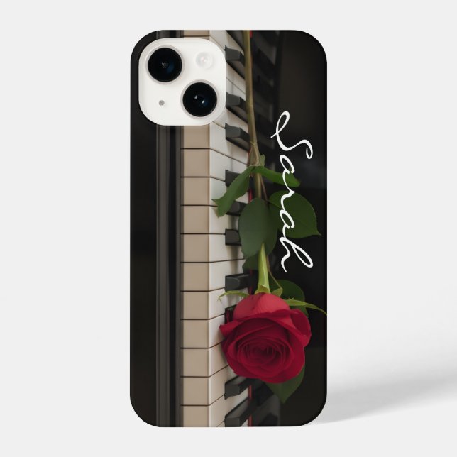 Coque iPhone Personalized Piano with a red rose - romantic (Verso)