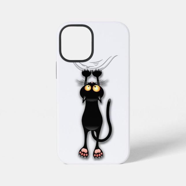 Coque iPhone Personnage de chat drôle qui gratte le tissu (Verso)