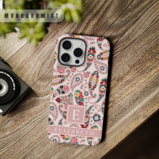 Coque iPhone Personnalisable Baby foncé rose Motif (Customizable Light Dark Baby Pink Paisley Pattern iPhone Case)