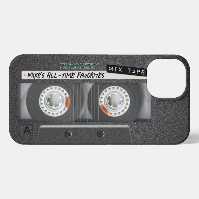 Coque iPhone Personnalisable bande de mélange de cassette rétro (Verso Horizontal)