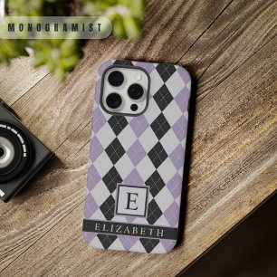 Personnalisable doux lavande violet noir Argyle
