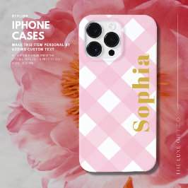Coque iphone personnalisé avec nom de chèque rose 
