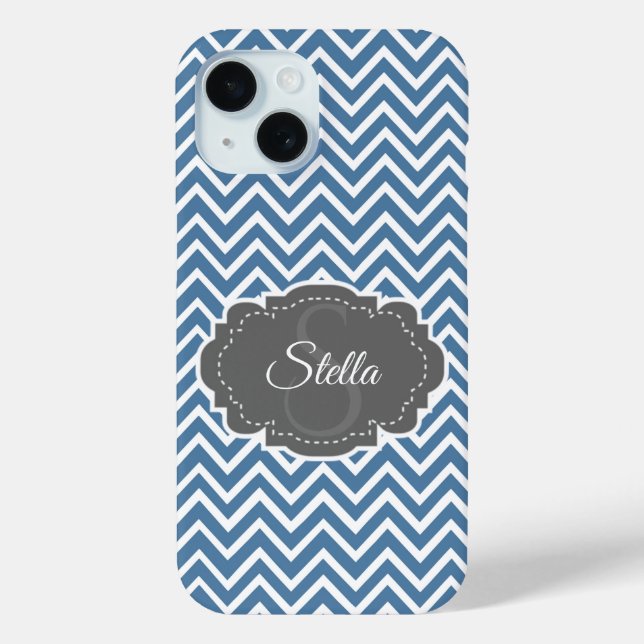 Coque iphone personnalisé Blue Chevron (Verso)