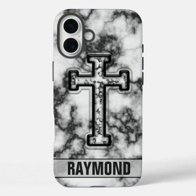 Coque iphone personnalisé de la croix de marbre (Verso)