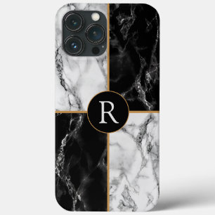 Coque iphone personnalisé en marbre noir blanc