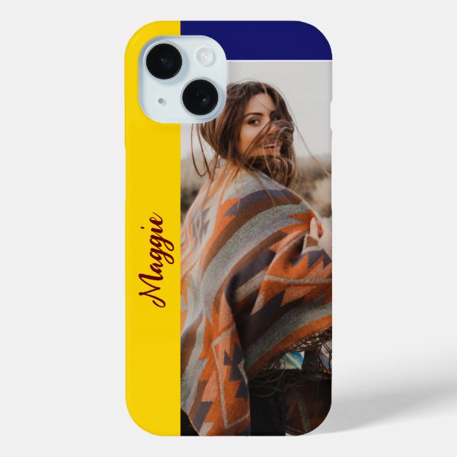 Coque iphone personnalisé Gold et Blue One-Photo (Verso)