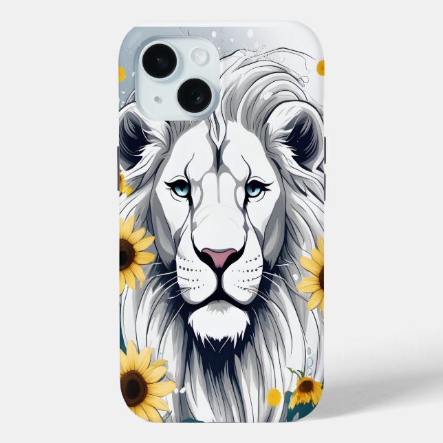Coque iphone personnalisé, Lion blanc visage desig (Verso)