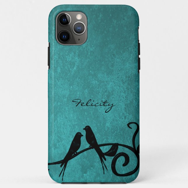 coque iphone personnalisé Lovebirds turquoise (Dos)