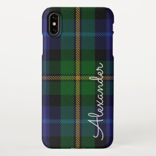 Coque iPhone XS Max Personnalisé TARTAN Plaid Nom manuscrit moderne