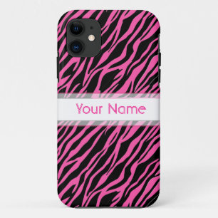 coque iphone personnalisé Zèbre d'impression rose 