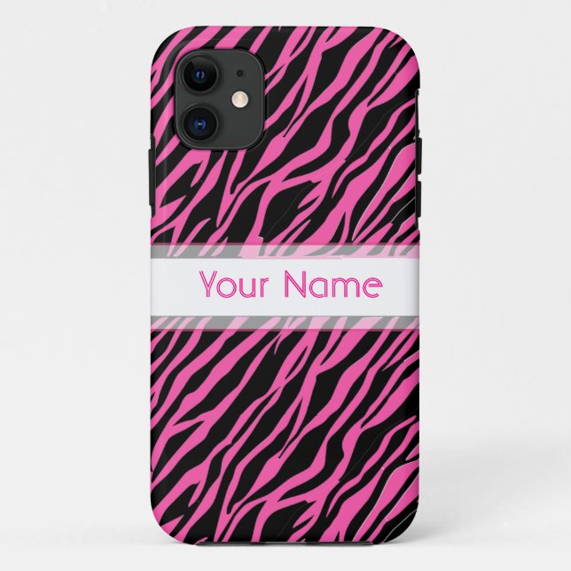 coque iphone personnalisé Zèbre d'impression rose  (Dos)