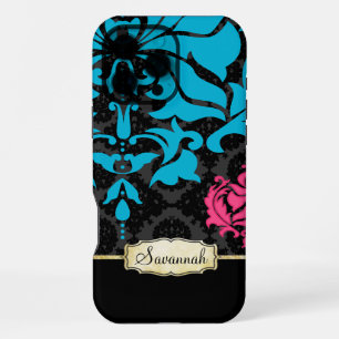 Coque iPhone 16 Pro Max Personnaliser Rose Aqua Noir et Or
