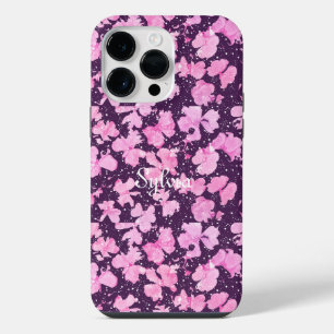 Coque Pour Pour iPhone 14 Pro Max Pétales de peinture rose acrylique