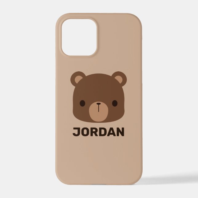 Coque iPhone Petit ours Brown mignon avec nom personnalisé (Verso)