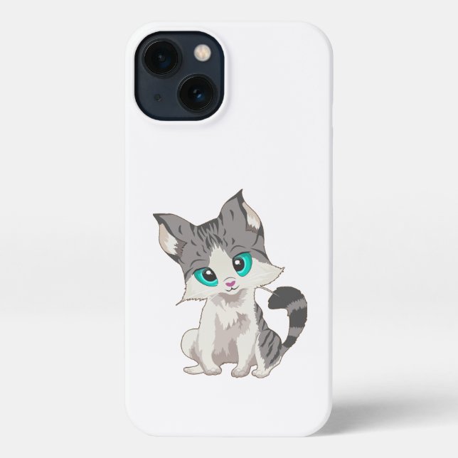 COQUE iPhone PETITE CUISINE GRIS ET BEIGE AUX YEUX BLEUS (Verso)