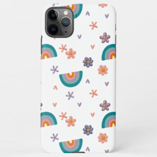 Coque iPhone 11Pro Max Phone Case – Rainbow and Flowers Cute Design