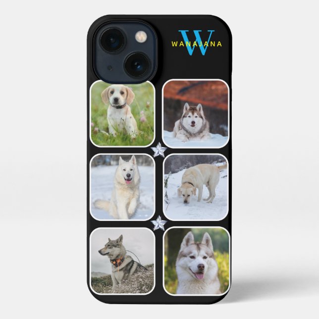 Coque iPhone Photo de chien personnalisée Monogramme Cute Apple (Verso)