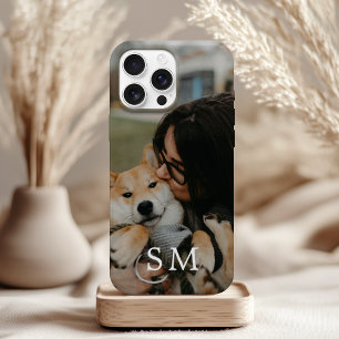 Etui iPhone 13 Mini Photo de compagnie personnalisée et initiale monog