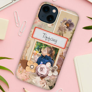 Etui iPhone 13 photo personnalisée vintage et nom scrapbooking co