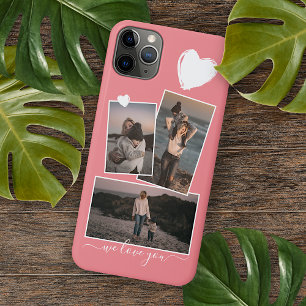 Coque iPhone 11Pro Max Photos Amusantes Et Coeur Sur Corail Rouge Pêche R