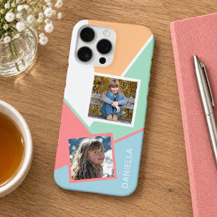 Coque iPhone 16 Pro Max Photos de famille personnalisées sur motif mosaïqu