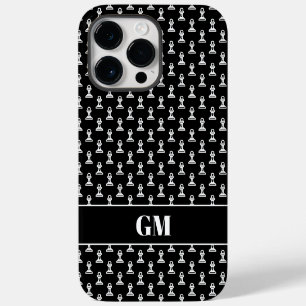 Coque Pour Pour iPhone 14 Pro Max Pièce de jeu d'échecs personnalisée avec monogramm