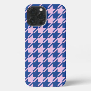 Etui iPhone 13 Pro Max Pied de fond rose+Motif bleu