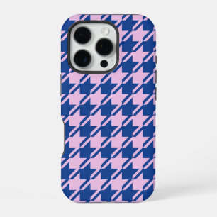 Coque iPhone 16 Pro Pied de fond rose+Motif bleu