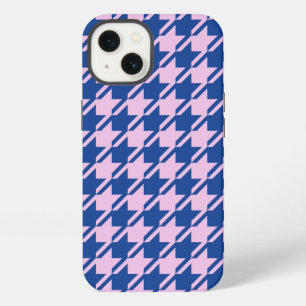 Etui iPhone 13 Pied de fond rose+Motif bleu