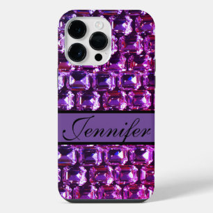 Coque Pour Pour iPhone 14 Pro Max Pierres précieuses violettes élégantes diamants ca