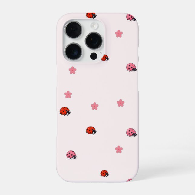 Coque iPhone Pink Ladybug Garden Pattern Phone Case (Verso)