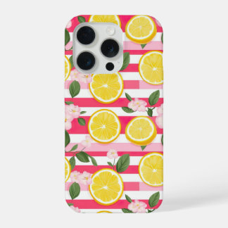Pink Stripes Summer Lemon Pattern iPhone Case