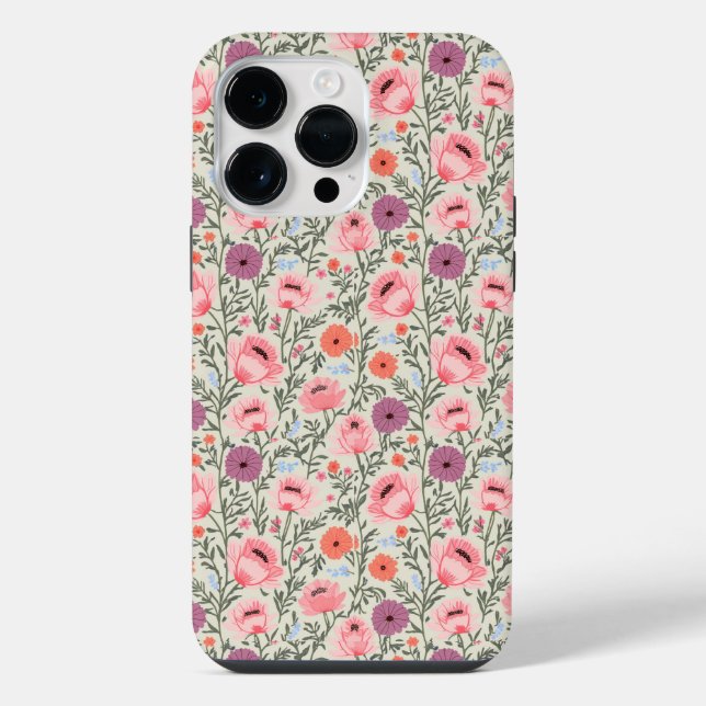 Coque iPhone Pink Wildflowers Watercolor (Verso)