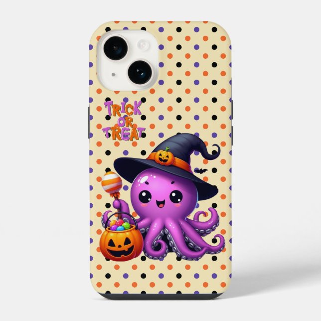 Coque iPhone Pique ou traitement Halloween à la pieuvre (Verso)