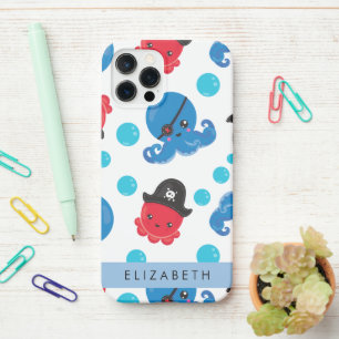 Coque iPhone 12 Pro Pirate Octopus, Motif Octopus, Mer, Votre Nom
