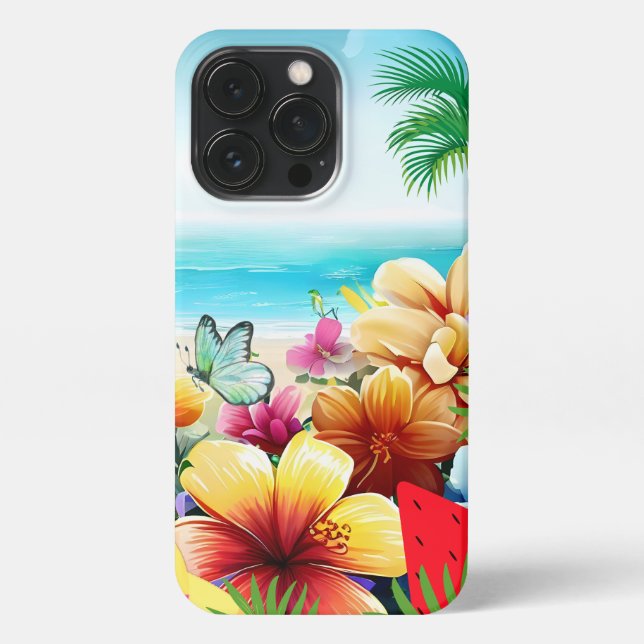 Coque iPhone Plage d'été amusante (Verso)