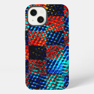 Etui iPhone 13 Plaid bleu et rouge, sale ou taché faux