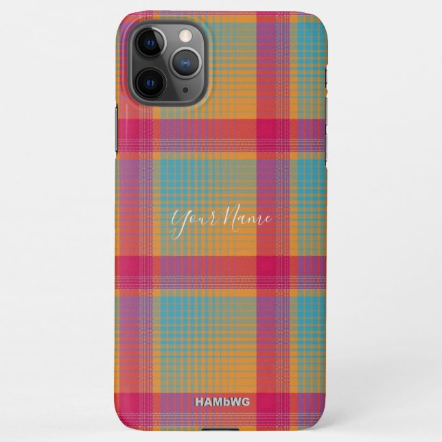 Coque iPhone Plaid with Name Option Cell Phone Case HAMbWG (Dos)