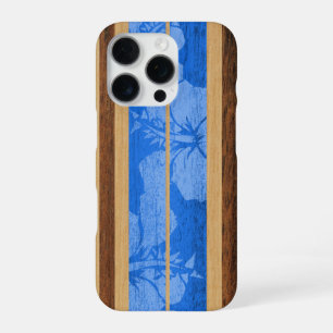 Coque iPhone 16 Pro Planche de surf Haleiwa Hawaïen en bleu