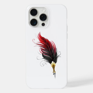 Plume rouge avec pointe en or