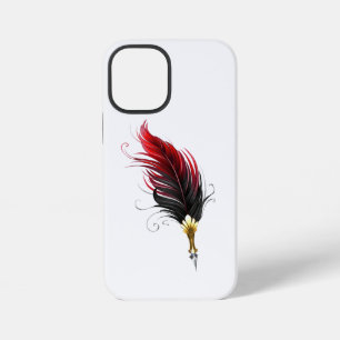 Coque iPhone 12 Mini Plume rouge avec pointe en or