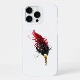 Coque iPhone 16 Pro Max Plume rouge avec pointe en or